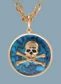 18269 Skull and Bones on Blue Sea Opal
