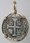 15188-Reverse; 1 1/4 inch Replica Treasuire Coin in Square Wire Frame