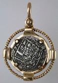 18206-Obverse; 1 inch Replica Treasure Coin in Cable Frame