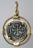 18206-Reverse; 1 inch Replica Treasure Coin in Cable Frame