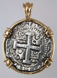 18249-Reverse; 1 1/4 inch Replica Treasure Coin in Round Wire Frame