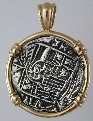 18252-Obverse; 1 inch Replica Treasure Coin in Round Wire Frame