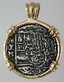 18255-Obverse; 7/8 inch Replica Treasure Coin in Round Wire Frame