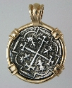18255-Reverse; 7/8 inch Replica Treasure Coin in Round Wire Frame