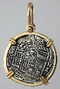 18285-Obverse; 1 inch Replica Treasure Coin in Square Wire Frame