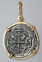 18285-Reverse; 1 inch Replica Treasure Coin in Square Wire Frame