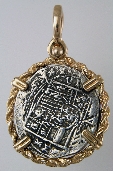 18433-Obverse; 1/16 inch Replica Treasure Coin in Rope Frame