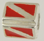 13421-Dive Flag Bead, four sided, epoxy enamel