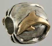 13605A-Wave with Dolphin - Dolphin and Wave Bead