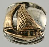 13606A-Wave with Sailboat Bead - Sailboat and Wave Bead
