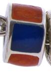 16974-Enameled Wheel Bead-Orange and Blue