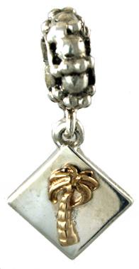 19133A-Berry Rondelle with Mixed Metal Palm Dangle