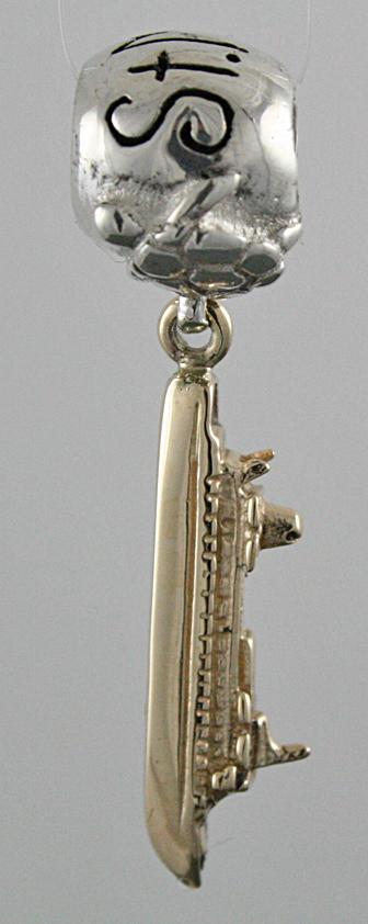 19203A-Engraved St Maarten Bead with 14K Cruise Ship Dangle