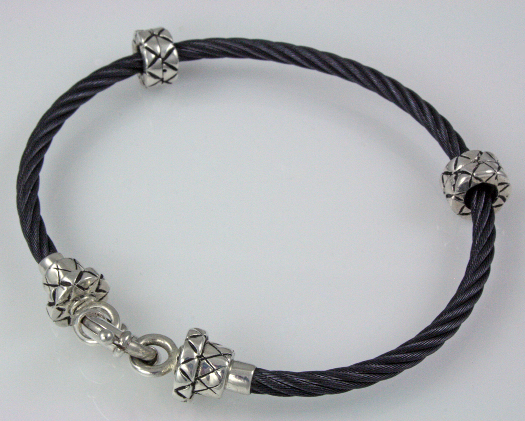 46069-Black Titanium over Stainless Steel Bead Bracelet