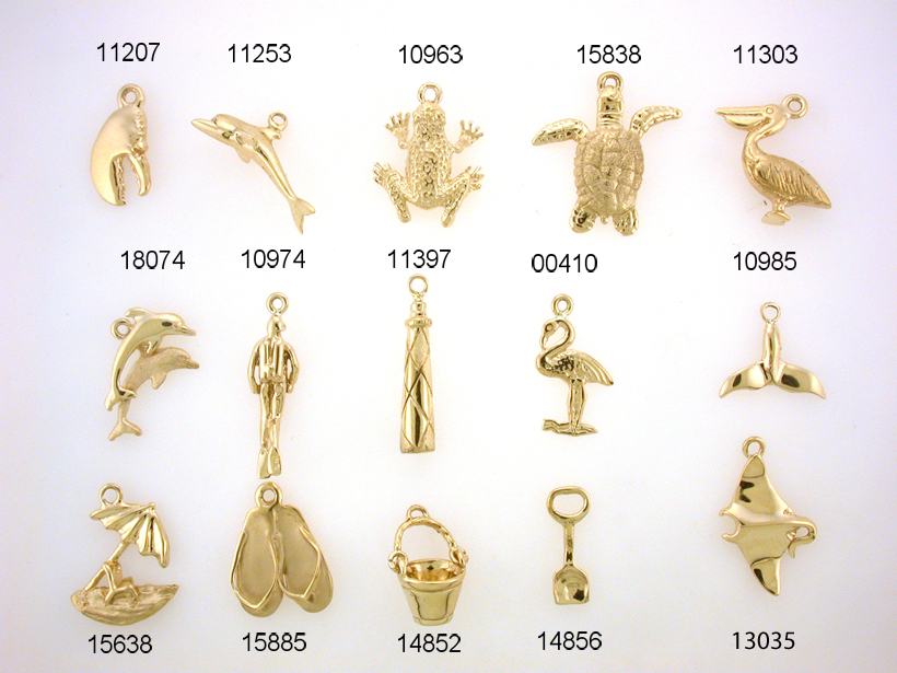 Assorted Bead Dangles - sealife, frogs, turtles, pelicans, dolphin, the beach, rays, lighthouses
