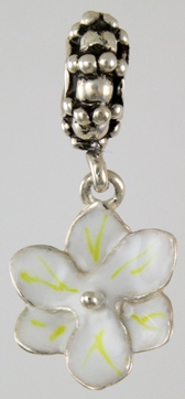 19313-Granulated Rondelle with Enameled Magnolia Flower