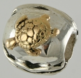 13604A-Wave Bead with 14K Sea Turtle
