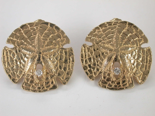 Sand Dollar Earrings with Diamonds