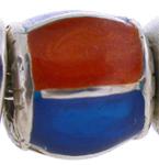 16965-Six Section Barrel Bead in Enameled in UF Gator Orange and Blue